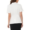 thumbnail image 3 of INSPIRE CHIC Women's Office Short Sleeve Turndown Collar Double Breasted Flap Pockets Blazer L White, 3 of 6