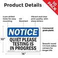 thumbnail image 2 of Quiet Please Testing Is In Process OSHA Notice Rigid Plastic Sign 14 Inch x 10 Inch - 10 Pack, 2 of 8