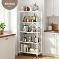 thumbnail image 2 of COOKCOK 5-Tier Storage Shelving Unit, Folding Bookshelf, Metal Shelf 27.9"x13.4"x62.5, Foldable Storage Shelf with Wheels, Garage Shelf, Kitchen Shelf, No Assemble Require, White, 2 of 7