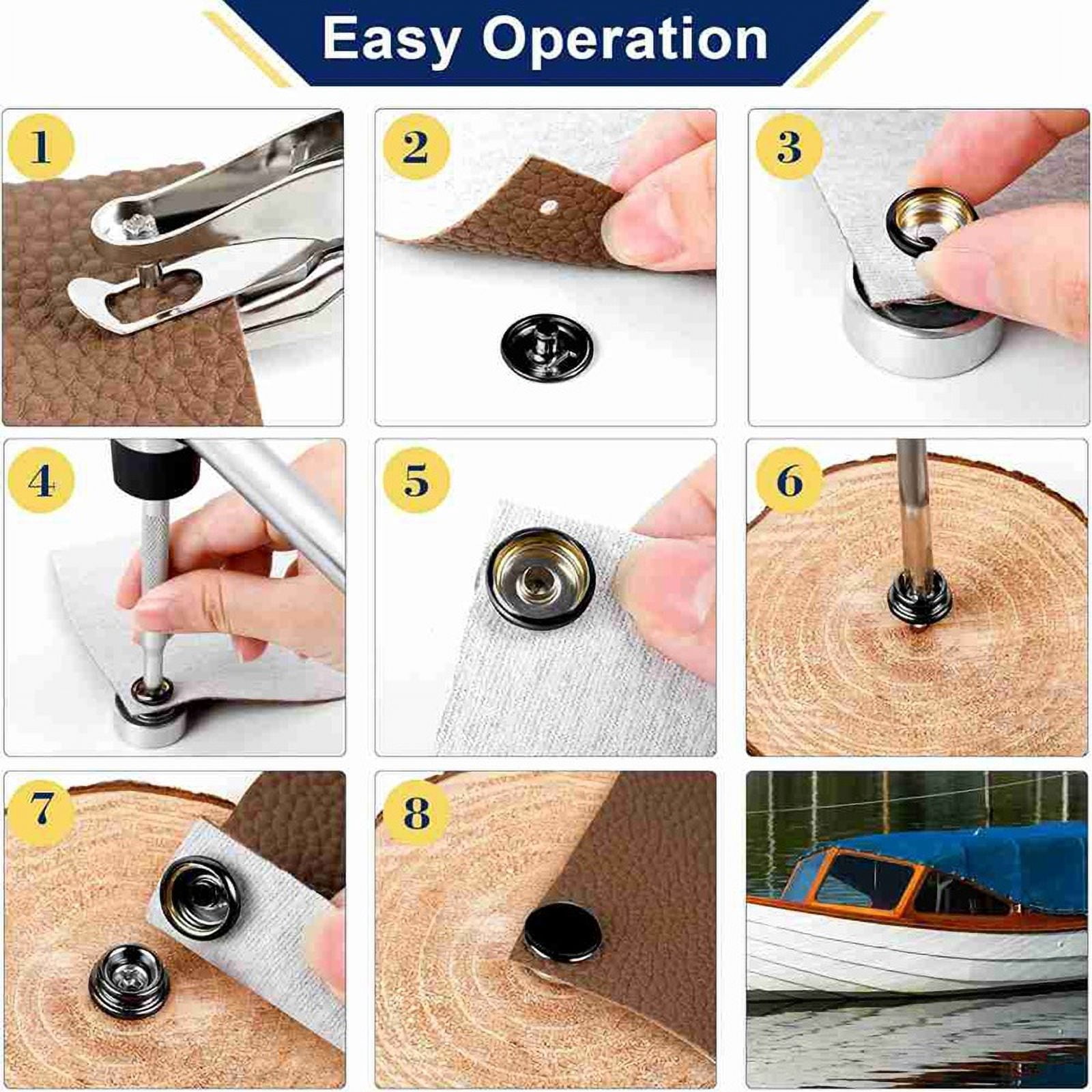 Canvas Snap Kit 2 Pcs Setting Tool,Marine Grade Stainless Steel 3/8in Socket Canvas Snap Button Fastener Kit, for Boat A