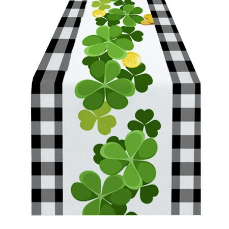 

Xiaoluokaixin Gnomes Spring Green Shamrock Table Runner for St. Patrick s Day