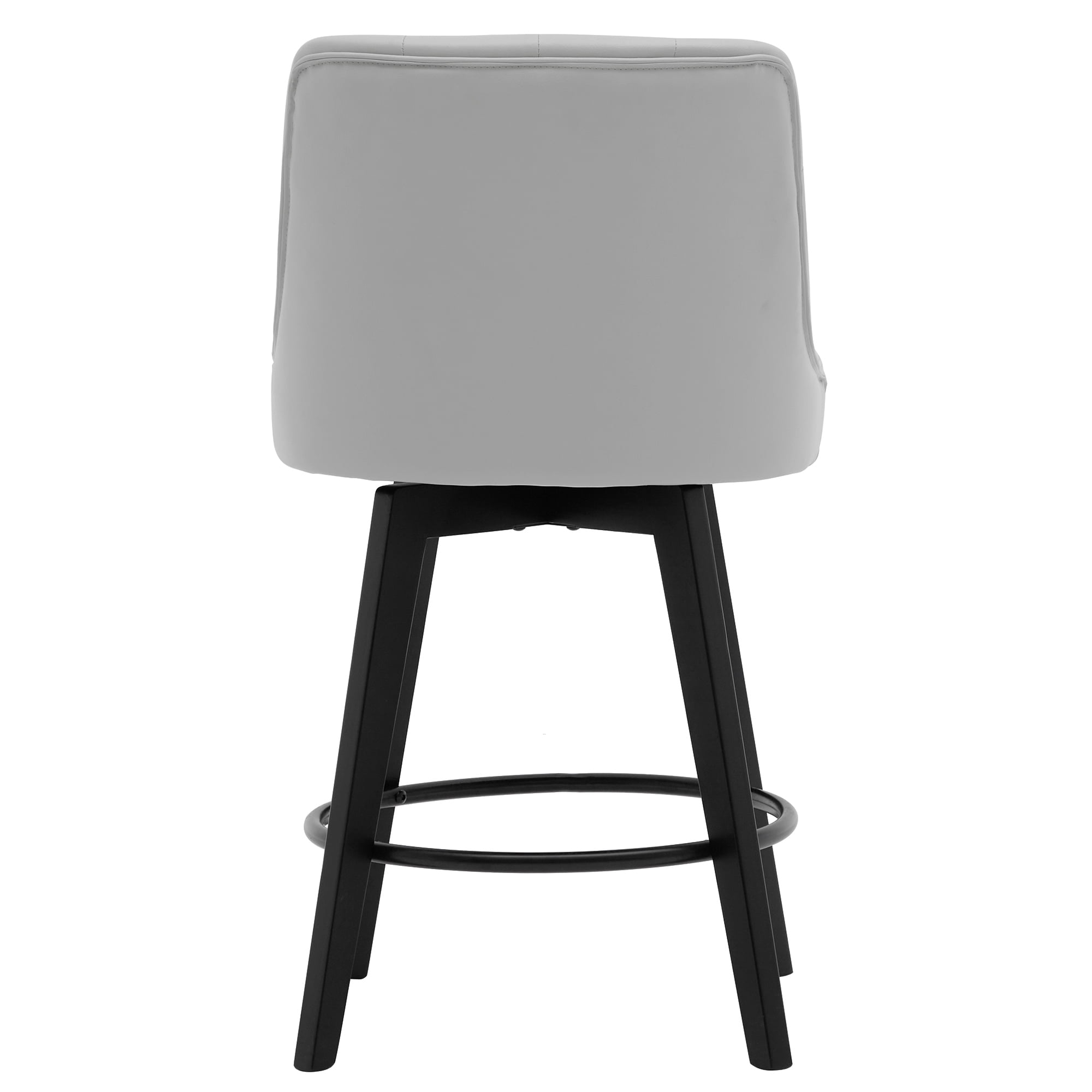 MINCETA Bar Stools,30" 360 Free Swivel Upholstered Bar Stool with Back-PU in Light Gray