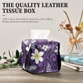 thumbnail image 4 of Purple Background with White Flowers Tissue Box Cover Leather Square Rectangle Tissue Box Holder for Bathroom Living Room Desk Office Decor, 4 of 7