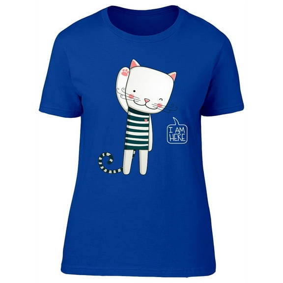 Lovely Kitten Greeting Cartoon Tee Women's -Image by Shutterstock