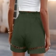 thumbnail image 5 of TAGOLD Womens Summer Shorts Linen Look Drawstring Elastic Waist Pocket Cut Out Casual Shorts, 5 of 5