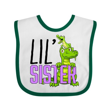 

Inktastic Lil Sister with Cute Green Alligators Gift Baby Boy or Baby Girl Bib