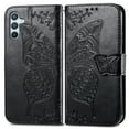 thumbnail image 2 of Feishell Wallet Case for Samsung Galaxy A15,Butterfly & Flower Embossed PU Leather TPU Inner Shell Magnetic Flip Stand Card Slots Shockproof Protective Phone Cover,Black, 2 of 6