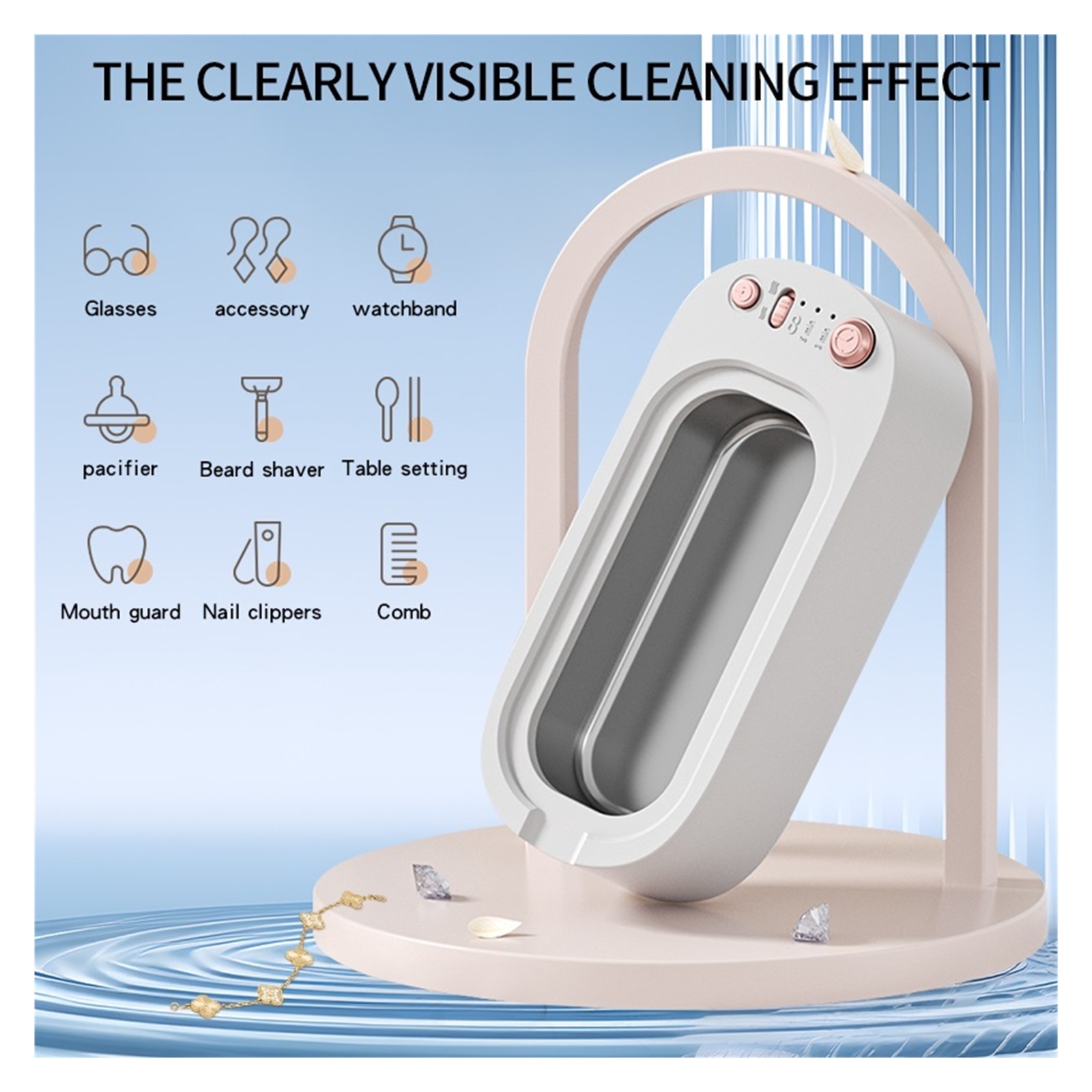 Ultrasonic Cleaner High-Frequency USB Rechargeable Strength Adjustment Timing Household Cleaning