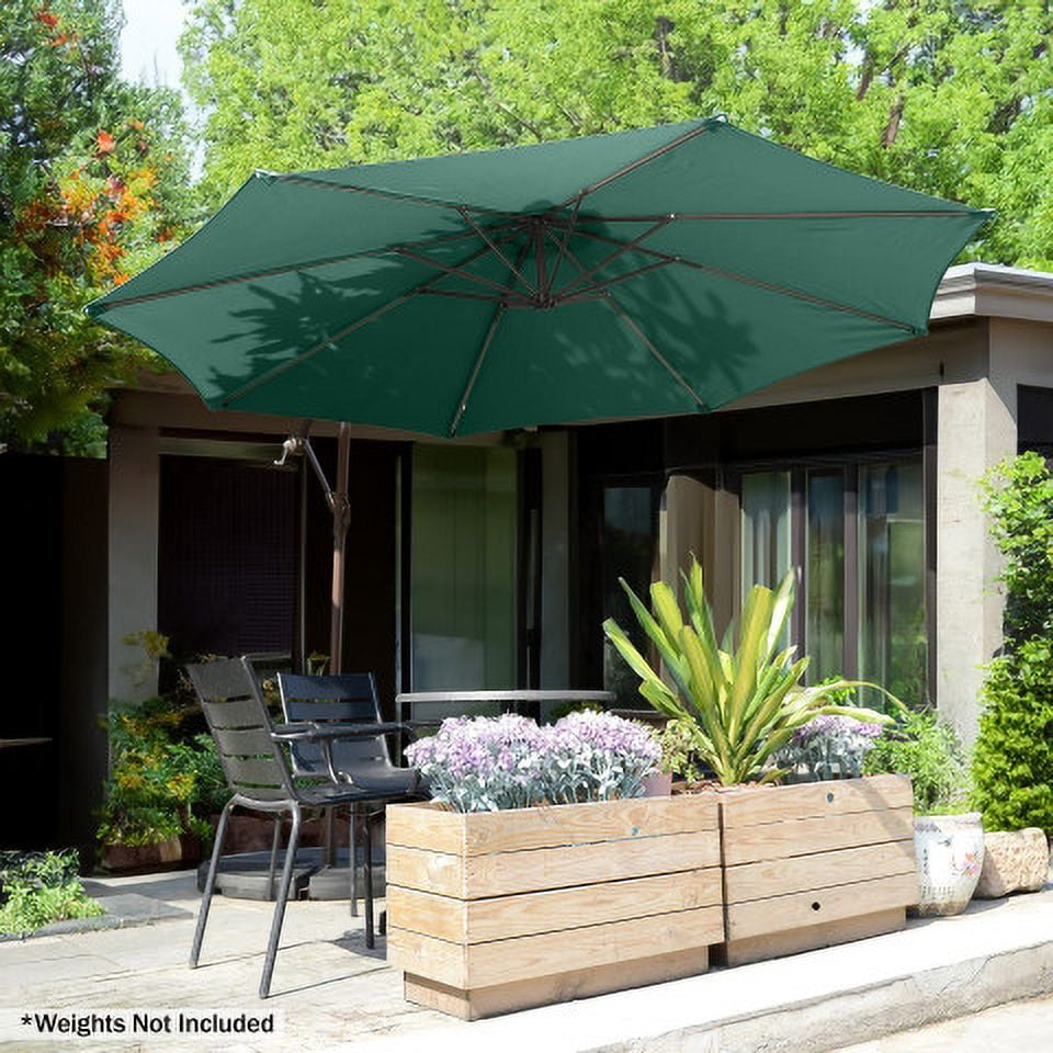 Cantilever Umbrella - 10FT Offset Outdoor Patio Umbrella with Tilt, Green