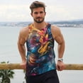 thumbnail image 6 of Daiia Vibrant Rooster Painting Printed Men's Quick Dry Fit Muscle Tank Top Slim-Fit Tank Workout Tank Top Lightweight Sports Tank Top-Small, 6 of 7