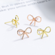 thumbnail image 2 of Pendientes de botón con lazo de plata de ley 925, pendientes pequeños lisos de temperamento femenino coreano sencillo, joyería coreana para las orejas, 2 of 5
