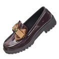 thumbnail image 6 of Xucatan Women's Patent Leather Bow Loafers, Chunky Heel Slip On Shoes with Thick Sole, Round Toe British Style Casual Pumps, Versatile Plus Size Design for Spring Summer Daily Gift, 6 of 9