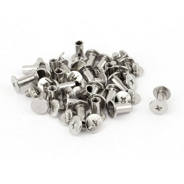 Unique Bargains Scrapbook Leather M5x10mm Binding Screw Post Silver Tone 25pcs