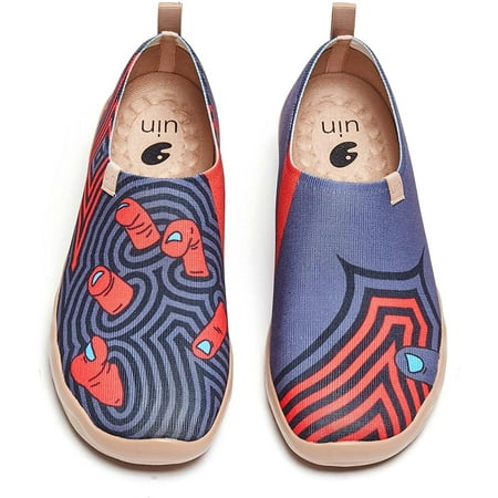 

UIN Men s Casual Walking Travel Shoes Slip On Knitted Loafers Lightweight Comfort Air Painted Fashion Sneaker Scratching