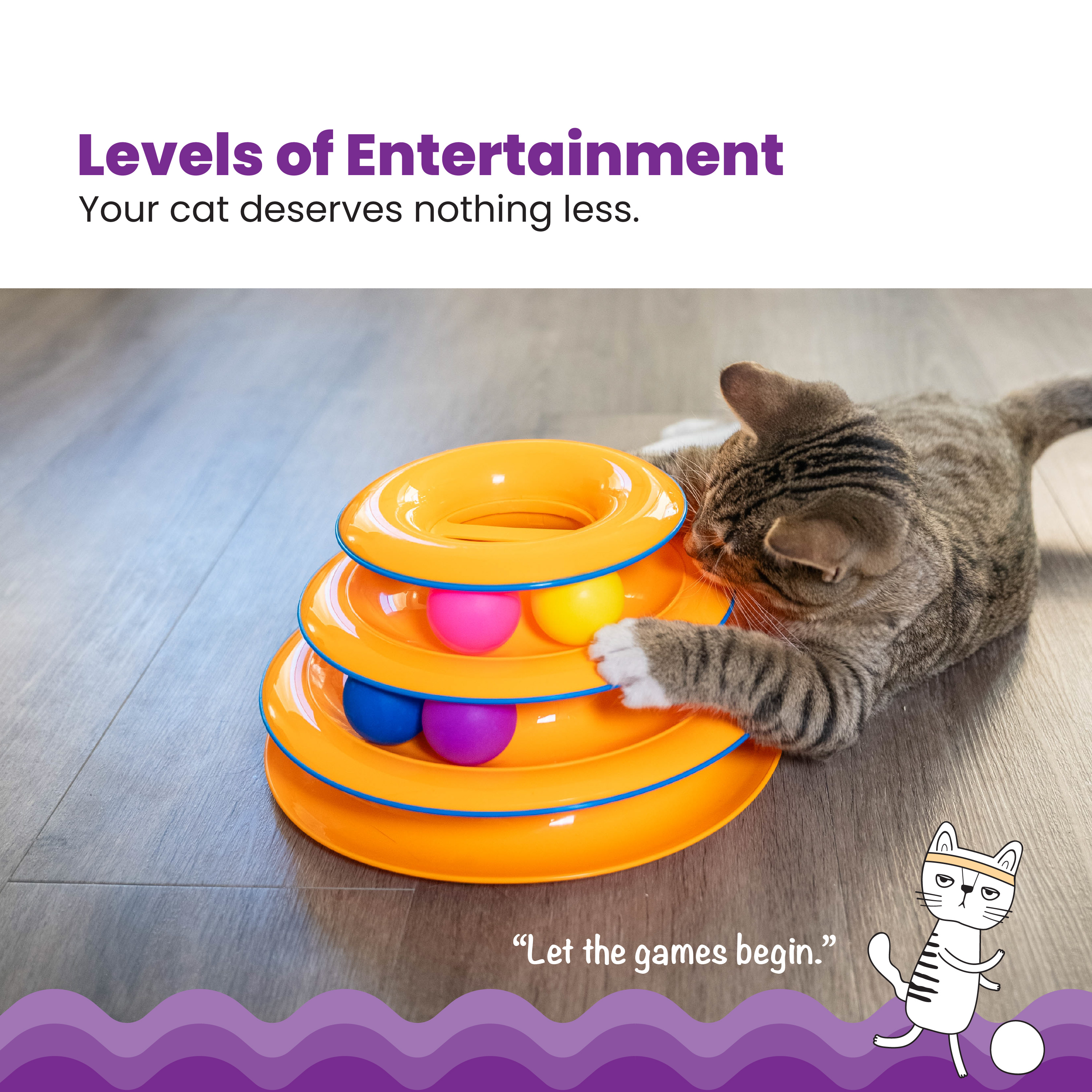 Catstages Tower of Tracks Interactive Cat Toy, 6 Balls photo 2