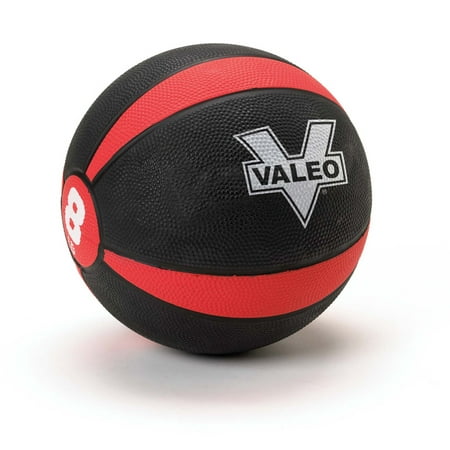 Valeo 8-Pound Medicine Ball With Sturdy Rubber Construction And Textured Finish, Weight Ball Includes Exercise Chart For Strength Training, Plyometric Training, Balance Training And Muscle