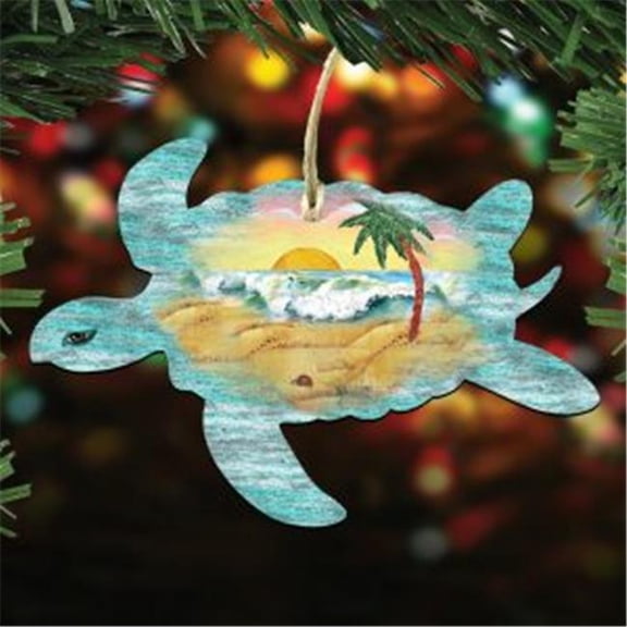 8198518 Turtle Scenic Wooden Christmas Ornament Set of 2