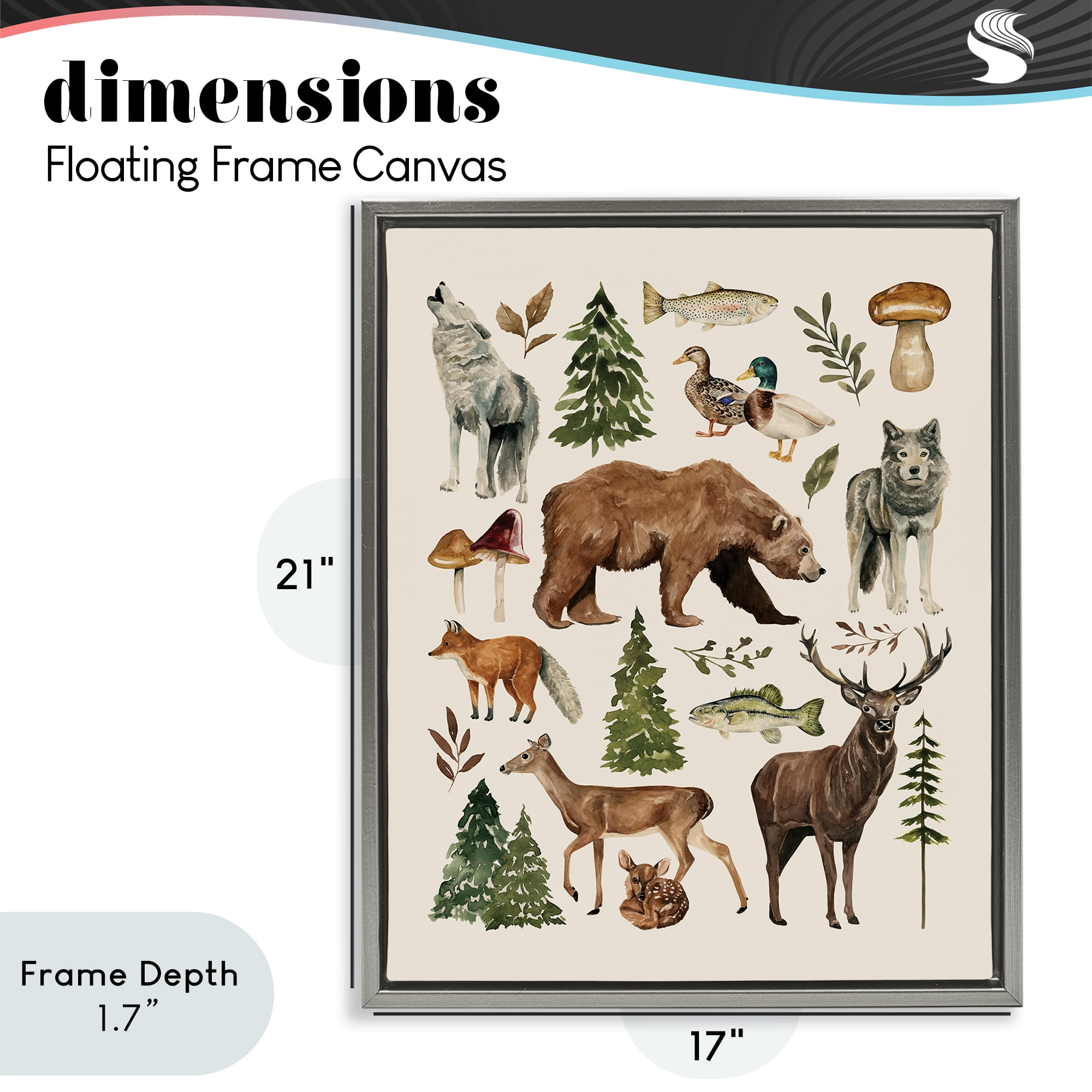 Stupell Industries The Wild Wood Animals Gray Framed Floater Canvas Wall Art, design by Bethany Sandoval
