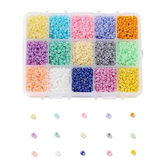 15 colors Glass Seed Beads for Jewelry Making Bead Crafting Ceylon Round Mixed color 3mm Hole: 1mm 500pcs/color 7500pcs/box
