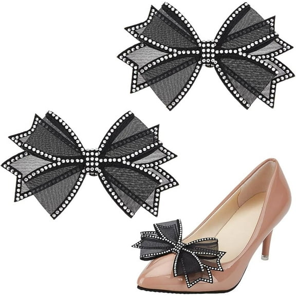 2Pcs Shoe Clips for Women Dress Shoes Mesh Rhinestone High Heel Shoe Party Shoes Buckle for Wedding Party Cloth