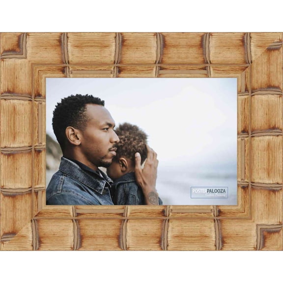 10x8 Natural Wide Bamboo Picture Frame - UV Acrylic, Foam Board Backing, Hanging Hardware