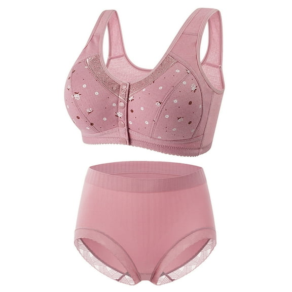 Summer Savings Clearance 2025! TAGOLD Womens Plus Size Bra Clearance,Summer Casual Bras for Womens,Casual Sexy Front Button Shaping Cup Shoulder Strap Underwire Bra Plus Size Bra Underwear Set