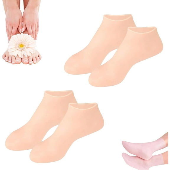 Moisturizing Foot Mask Exfoliating Silicone Socks,Beach Protective Socks,Silicone Socks for Dry Cracked Feet Women(2pcs Skin Color)