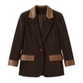 thumbnail image 4 of Qzwdhjm Womens Corduroy Blazer Lapel Collar Long Sleeve Vintage Blazers Open Front Business Casual Suit Jacket with Pocket, 4 of 9
