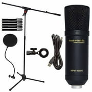 Marantz Professional MPM-1000U USB Condenser Podcasting Microphone with Microphone Boom Stand Package