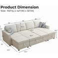 thumbnail image 2 of Modular Sectional Sleeper Sofa with Pull Out Bed, Chenille L Shaped Couch with Storage Seats, Convertible Sectional Couches, 2 of 7