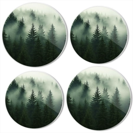 

Bahomeck Electric Stove Burner Covers Set Of 4 Dark Green Spruce And Pine Trees In A Misty Metal Gas Stove Burner Covers Protecting Gas Stoves 8 Inch And 10 Inch