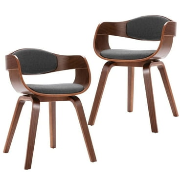 vidaXL Dining Chairs Kitchen Chair with Armrests Bent Wood and Gray Fabric