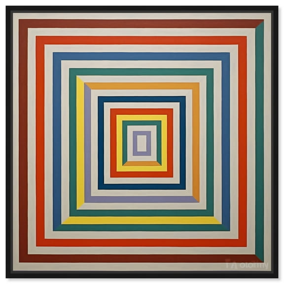 Squares Target Canvas Retro Geometric Abstract Wall Art by Art Remedy, Black Frame, 12" x 12"
