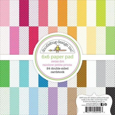 UPC: 0842715054493 | Doodlebug Petite Prints Double-Sided Paper Pad 6 X6  24/Pkg Swiss Dot  12 Designs/2 Each