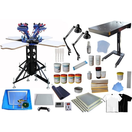Techtongda Micro Regist 4 Color 4 Station Screen Printing Kit Press Machine Flash Dryer DIY T-shirt Tools #006963