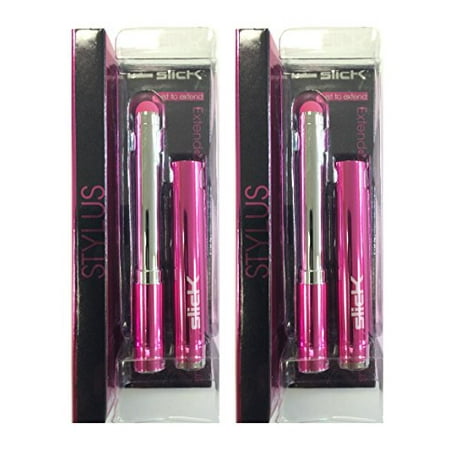 - Set of 2 Slick Extendable Pink Multi-Functional Capacitive Stylus Twist to Extend
