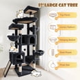 thumbnail image 4 of Merrland 82" Multi-Level Large Cat Tree Tower for Indoor Kitties, Cat Furniture with Plush Condo Hammock Top Perch, Sisal Scratching Posts & Ramp, Blue, 4 of 9