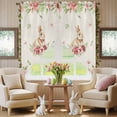 thumbnail image 5 of Easter Rabbit Swag Valance Curtains Watercolor Spring Pink Red Gradient Floral Linen Texture Rod Pocket Swag Curtains Small Window Treatments for Kitchen Bathroom Bedroom 36" W x 45" L, 2 Panels, 5 of 9