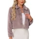 thumbnail image 4 of Abrigo de piel sintética elegante INSPIRE CHIC para mujer, chaqueta corta con botones a presión para bodas de invierno, color rosa polvo, 4 of 6