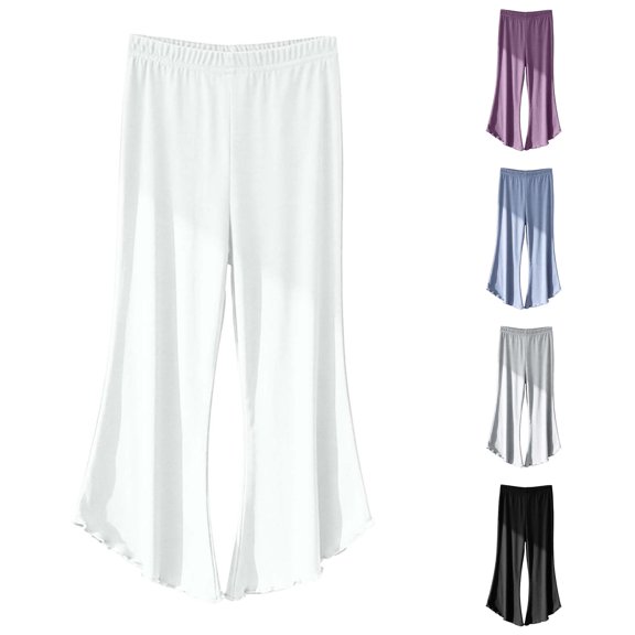Bigetiay Girls Flared Leggings Summer Thin Capri Pants Soft Stretchy Breathable Casual Play Outfit Toddler Kids Bottoms, Size 3-4 Years