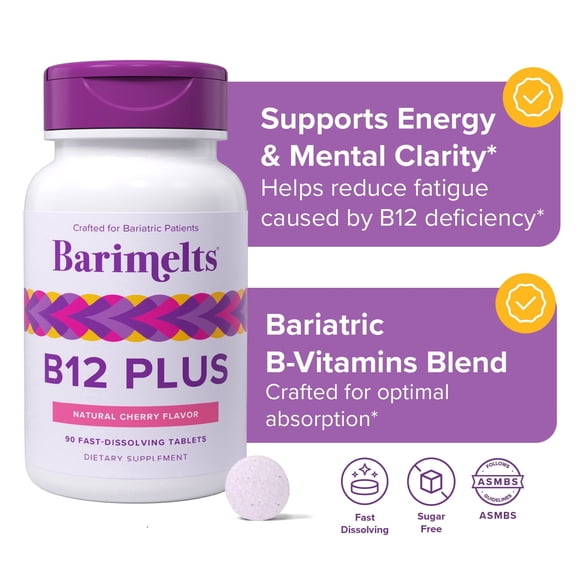 Barimelts Vitamin B12 Plus - 90 Fast-Dissolving Tablets, Bariatric Vitamins