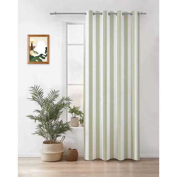 Sage Green White Striped Thermal Insulated Blackout Curtains for Bedroom 63 Length Gradient Geometric Room Darkening Curtain 1 Panel Grommet Window Curtain Drape for Living Room Nursery Room