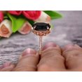 thumbnail image 3 of 1.75 Carat 8x6mm Oval Cut Black Diamond Moissanite Engagement Ring Wedding Ring Anniversary Gift On 10k Rose Gold Filigree Retro Vintage Floral Set, 3 of 5