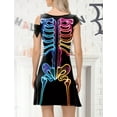 thumbnail image 2 of FEOYA Ladies Skeleton Bones Dress Women's 3D Digital Printed Dress Costume Anatomy Irregular Dress XL, 2 of 6