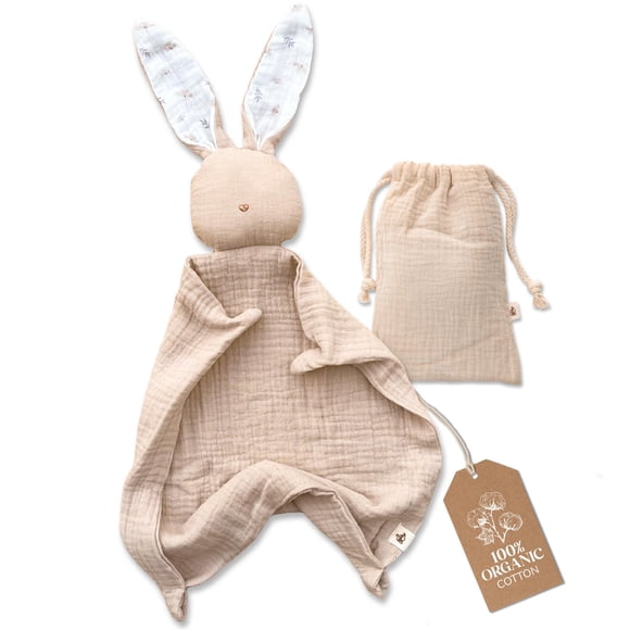 Baby Muslin Lovey Mikito conejito de algodón orgánico de 30 x 30 cm