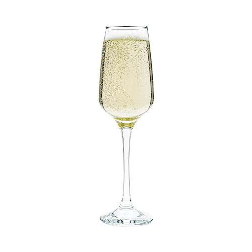 Vikko Champagne Glasses, 7.75 Ounce Toasting Champagne Glass, Crystal Clear Champagne Glasses, Set of 2 Elegant Sparkling Wine Glasses