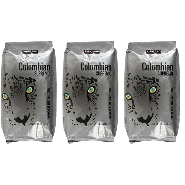 Kirkland Signature Colombian Supremo Whole Bean Coffee, 3 Pound (3 Pack