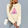 thumbnail image 5 of Xdegoge Womens Christmas Sweatshirt Crew Neck Long Sleeve Tops Xmas Tree Graphic Shirts Fashion Oversized Christmas Sweaters for Women Sequin Christmas Sweatshirt, Khaki M, 5 of 6