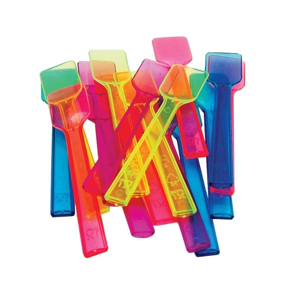 [25 Count] Transparent Blue Plastic Gelato Spoons 4 Inch Mini