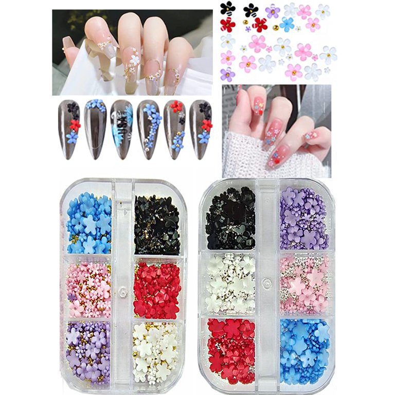 Dicasser 2Boxes 3D Flower Nail Charms Acrylic Resin Flower Gems Caviar  Beads Nail Art Design Jewelry Accessories for Women Girls DIY Nails  Decoration (Classy Colors) 